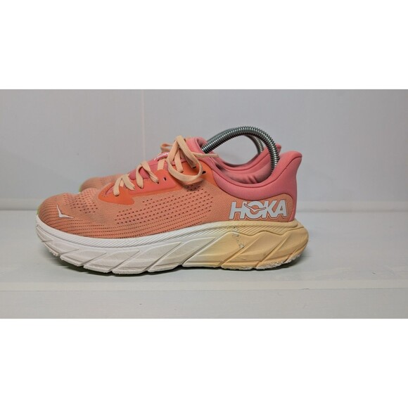 Hoka One One Arahi 7 Womens Size 8.5 Orange Pink Athletic Running Shoes Sneakers - Picture 3 of 10
